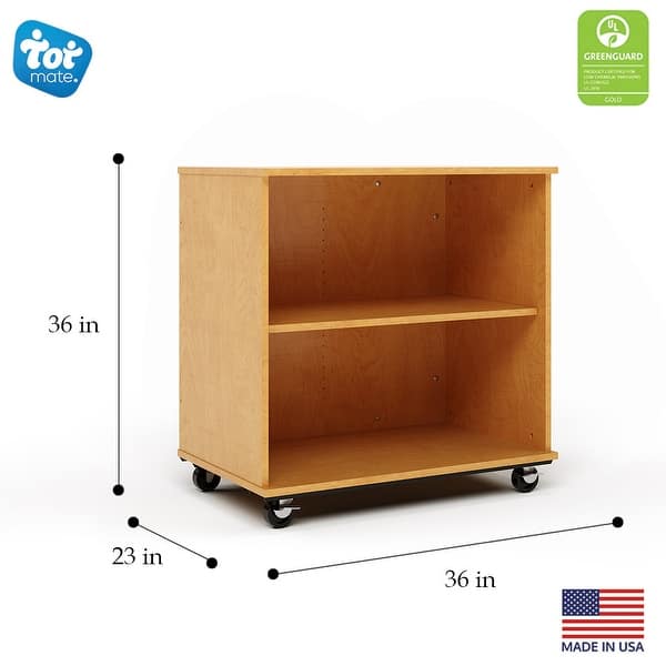 dimension image slide 1 of 4, Tot Mate Open Single Sided Mobile Storage Locker, Write-on Wipe-off Markerboard Back - 36" Height x 23" Depth