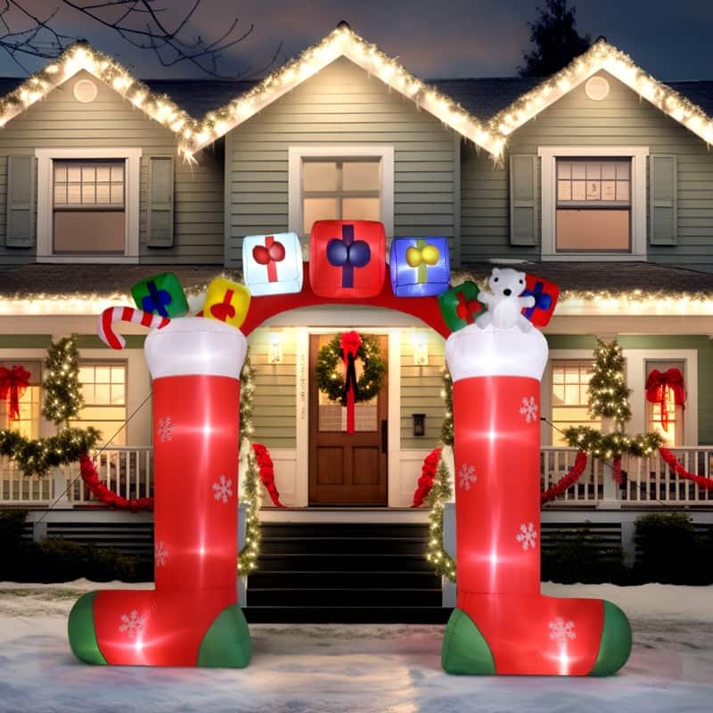 9ft 11 LED Lights Christmas Sock Arch Holiday Arch Decoration - N/A