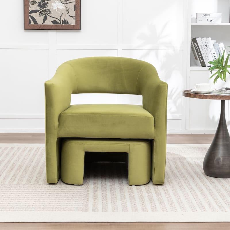 SEYNAR Modern Glam Velvet Accent Armchair Open Back with Ottoman