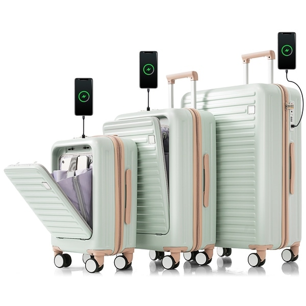 Lightweight ABS Hardside Expandable Luggage with Front Opening