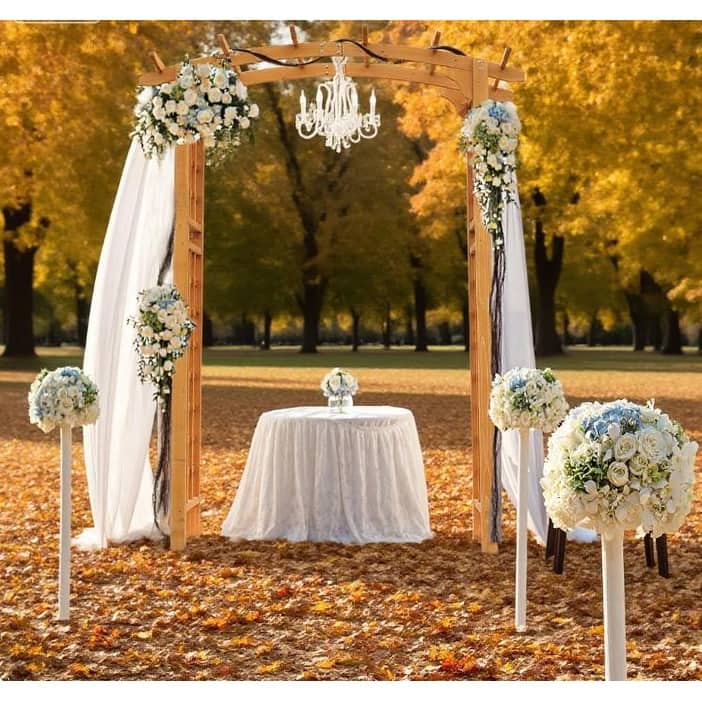 GDFStudio Outdoor Thalassa Fir Wood Garden Arch with Pergola Top for Outdoor Plants