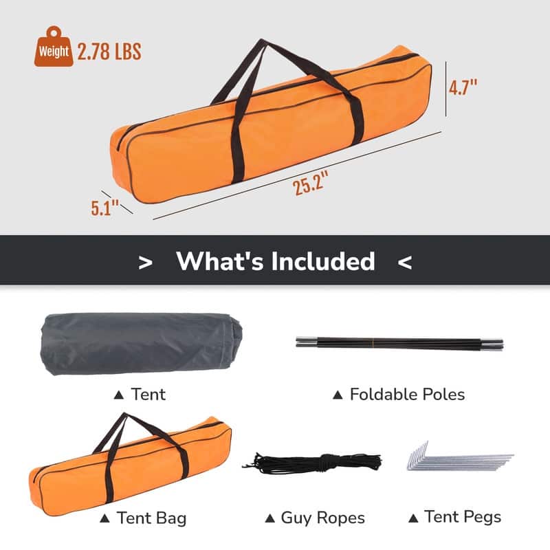 1-Person Hiking Pop-Up Camp Tent Orange - 1 Person