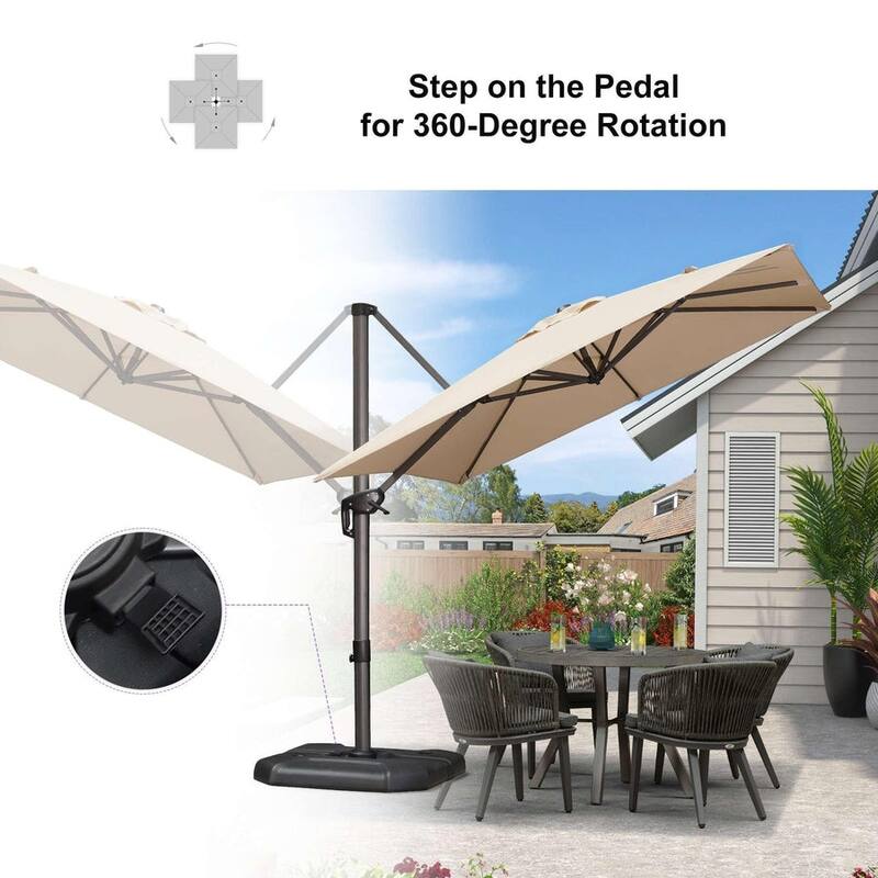 PURPLE LEAF 8 ft Square 360 Degree Rotation Patio Cantilever Umbrella