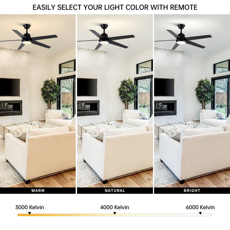 52-inch Modern Black Plywood Integrated LED Ceiling Fan with Light and Remote