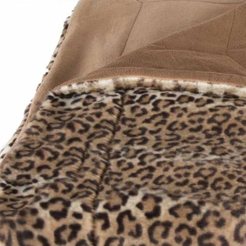 HomeRoots 50" X 70" Brown and Black Faux Fur Animal Print Plush Throw Blanket