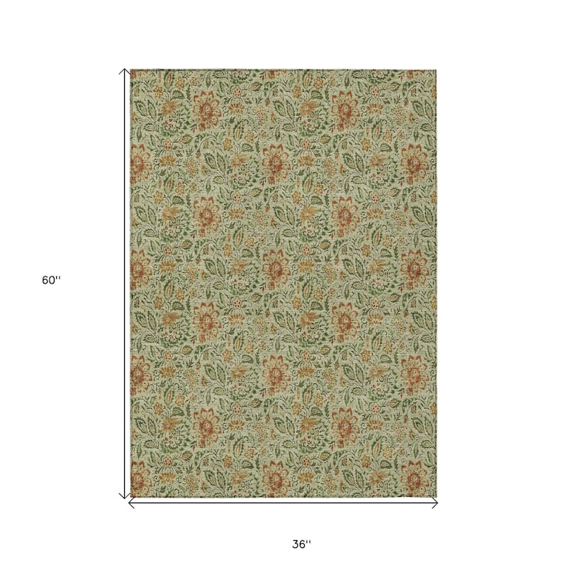 HomeRoots Floral Transitional Rectangle Outdoor Rug