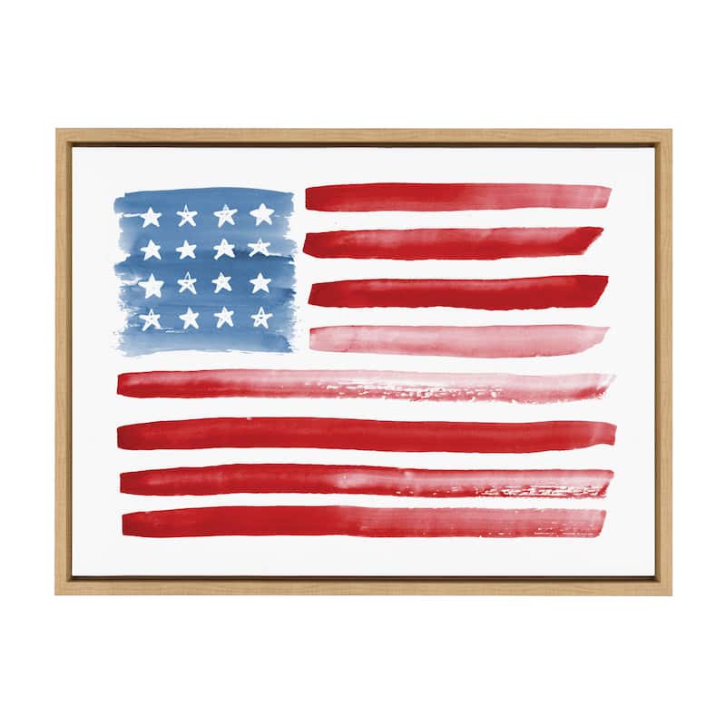 Kate and Laurel Sylvie Flag Alone Framed Canvas by Sara Berrenson