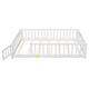 Twin/Full/Queen size Floor Platform Bed with Fence and Door for Kids, Toddlers