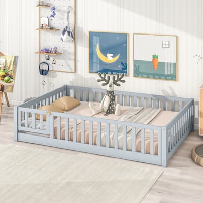 Full Size Floor Bed with Fence and Door