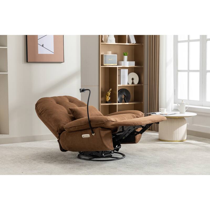 Power Recliner Swivel Chair With USB Charger