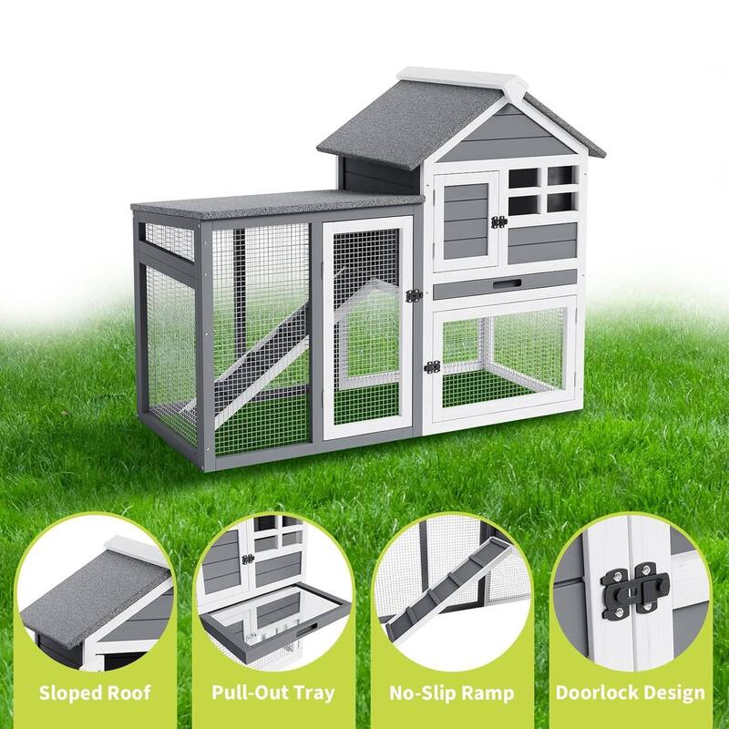 Waterproof Roof Wooden Small Animal Cage for Rabbits, Chickens, Ducks