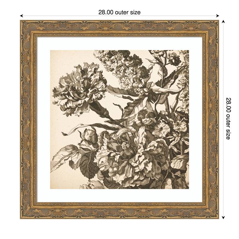 Urn Arrangement No. 3 by Wild Apple Portfolio Wood Framed Wall Art Print - 28 x 28 in - Gold