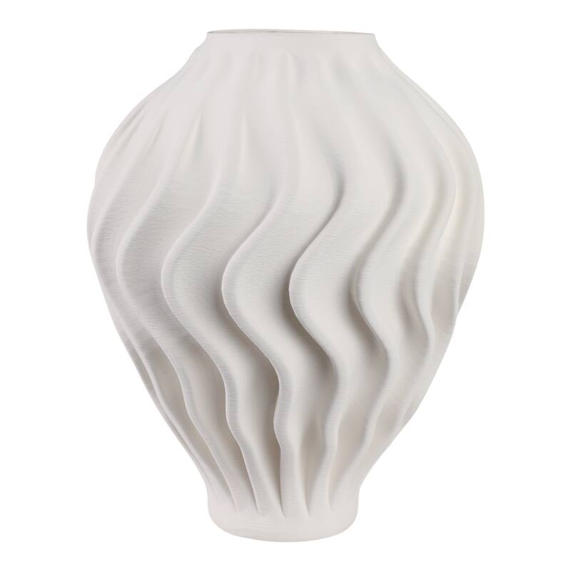 Porcelain Sculptural Vase with Textured Wave Design Modern Form