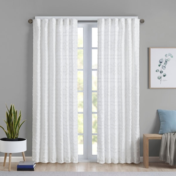 Intelligent Design Whitney Solid Clipped Jacquard Window Single Curtain Panel. Opens flyout.