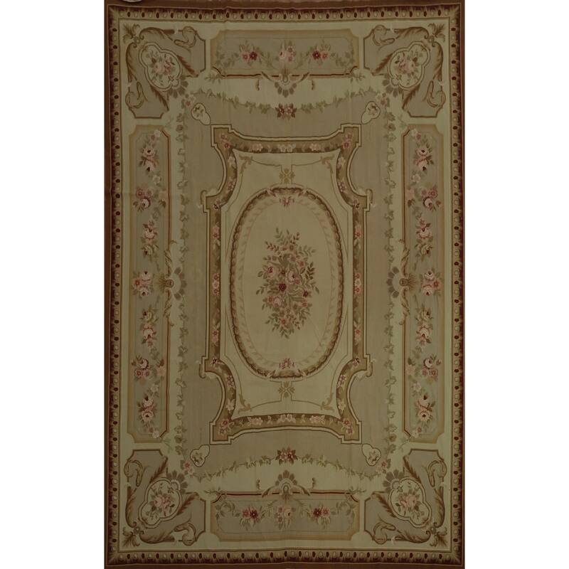 Hand Woven Oriental 100% Wool Carpet Traditional Floral Yellow & Gold Tapestries Area Rug - 12' 3'' X 8' 11''