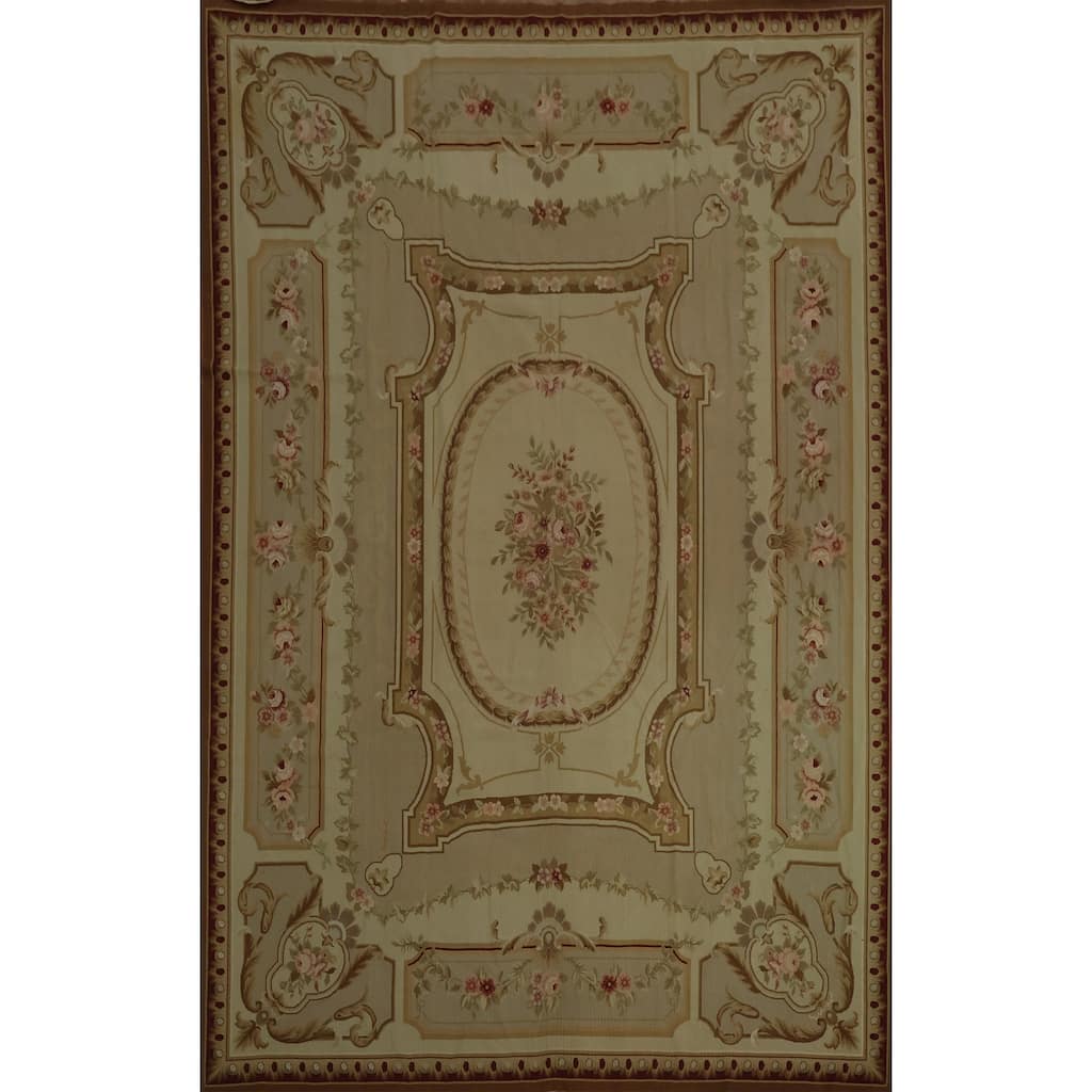 Hand Woven Oriental 100% Wool Carpet Traditional Floral Yellow & Gold Tapestries Area Rug - 12' 3'' X 8' 11''
