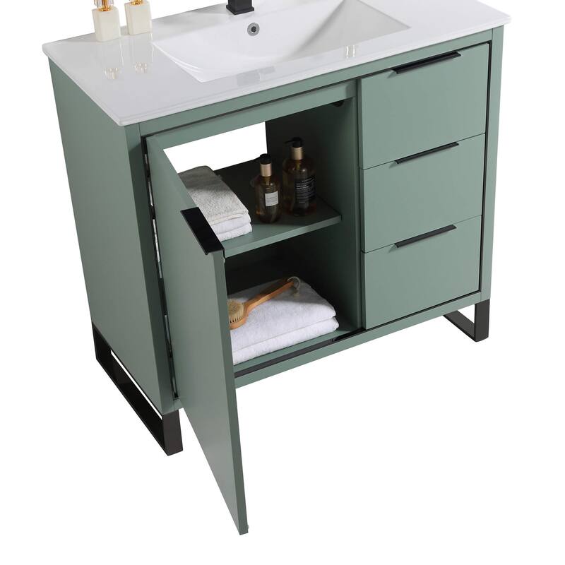 Fine Fixtures Opulence Collection Bathroom Vanity with White Ceramic Sink