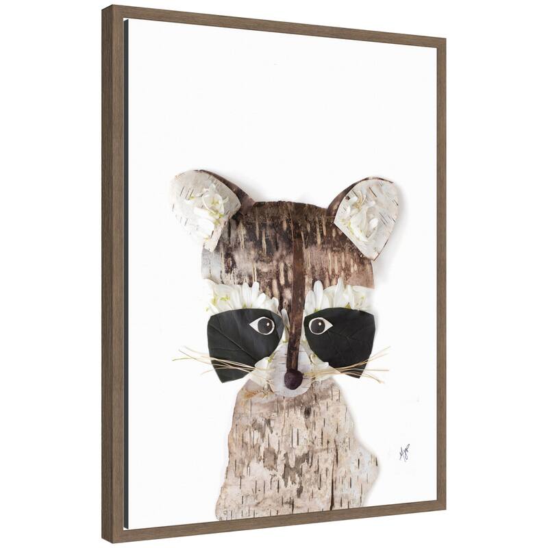 Kate and Laurel Animal by Madeline Jeppesen Framed Canvas Wall Art Print - 18x24 - Walnut