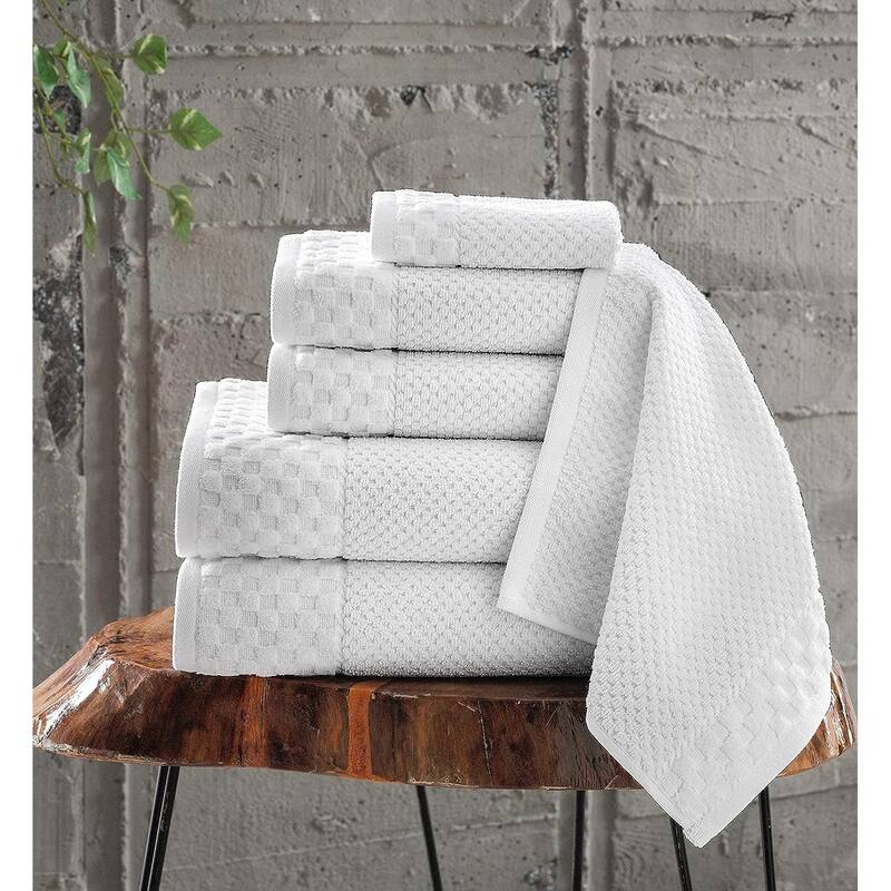 Boston Towel Collection Turkish Cotton Luxury and Soft 2 Large Bath Towels, 2 Washcloths and 2 Hand Towels (Set of 6) - White