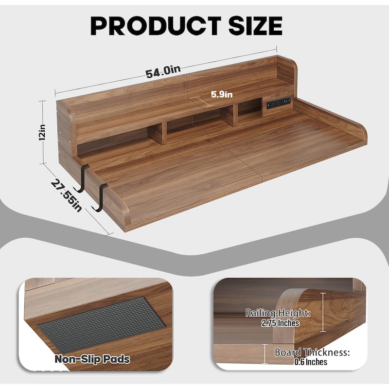 2-Tier Washer and Dryer Countertop with Power Outlet for Fold Clothes, Laundry Topper with Non-Slip Pads and Storage Basket