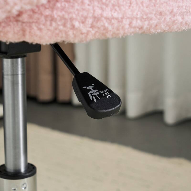 Cute Modern Teddy Swivel Chair Armless Adjustable Height Office Desk Chair with No Wheels and Backrest Support - N/A