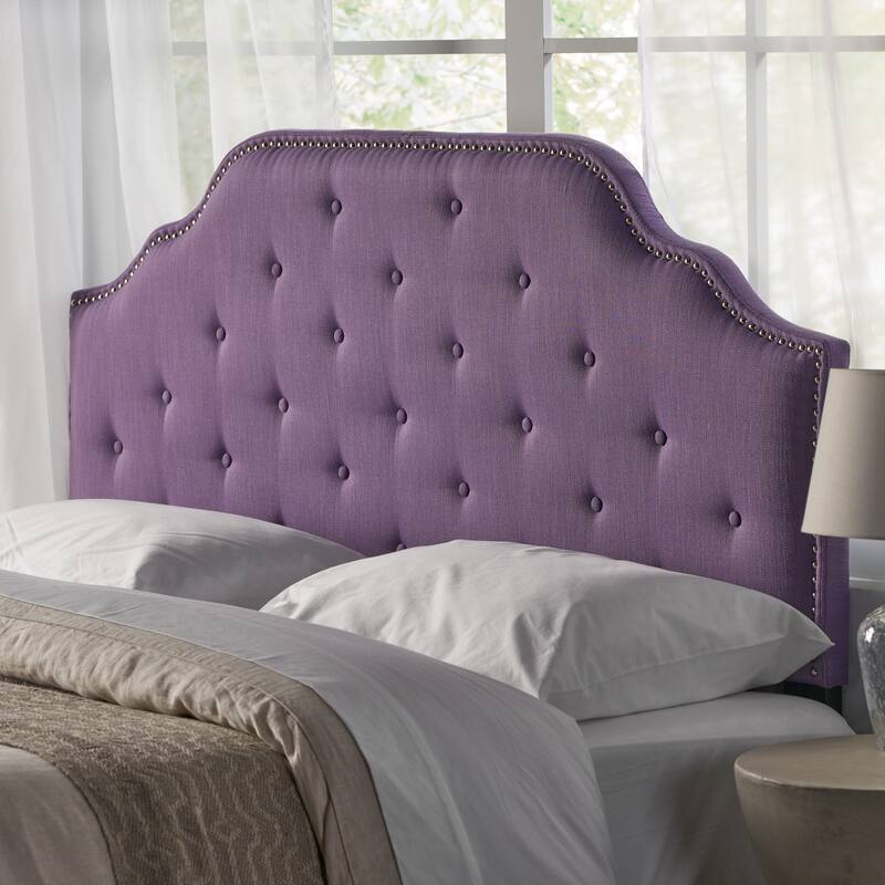 Queen Size Tufted Upholstered Headboard with Nailhead Trim, Solid Wood and Metal Legs, Adjustable Height