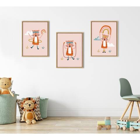 Kate and Laurel Sylvie Workout Tiger Framed Canvas by Heather Dutton