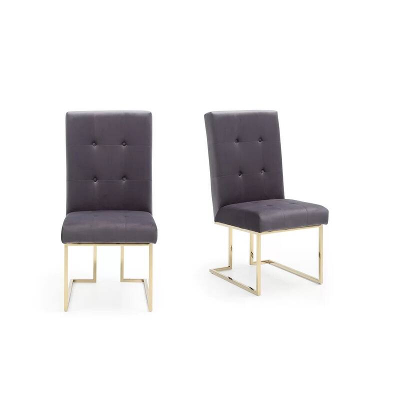Modrest Legend Modern Grey Fabric & Gold Dining Chair (Set of 2)