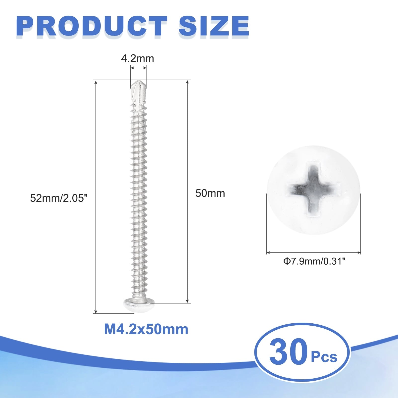 Thick Pan Head Self Tapping Screws, Stainless Steel Self Drilling Screws for Metal Sheet Metal Screw