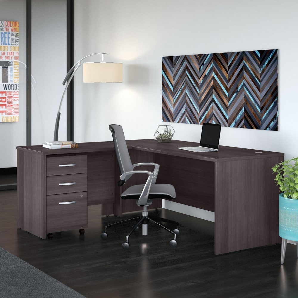 Bush Business Furniture Studio C L Shaped Desk with File Cabinet