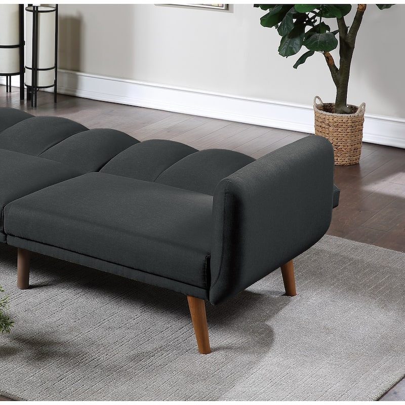 Convertible Mustard Sofa Bed - Stylish Polyfiber Couch with Extra Cushion