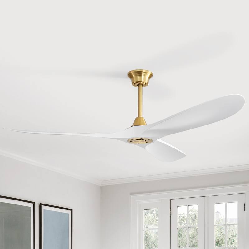 52''/60" Large Ceiling Fan without Lights, Remote Control and Reversible Motor Included, Smart Optinal - 60Inch - Gold and White Blades