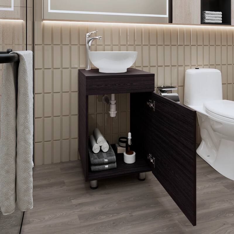 Bathroom Vanity with Integrated Sink and Faucet