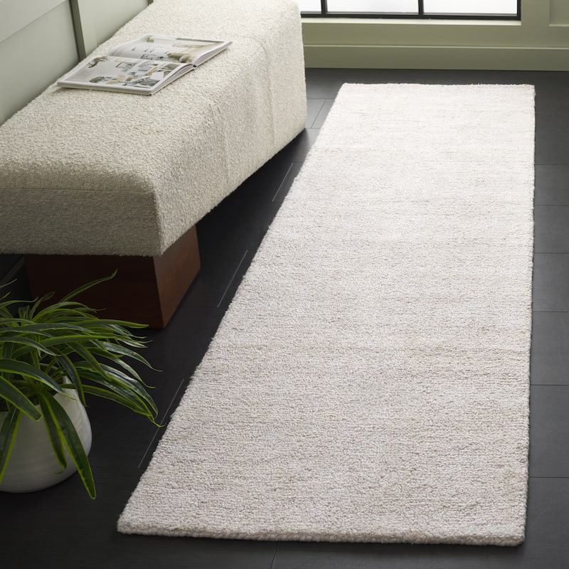 SAFAVIEH Handmade Abstract Coraly Modern Viscose Rug - 2'3" x 22' Runner - Ivory/Beige