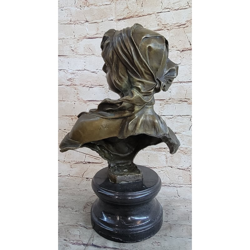 Milo “Maiden’S Gaze” – Elegant Bronze Female Bust Sculpture On Marble Base