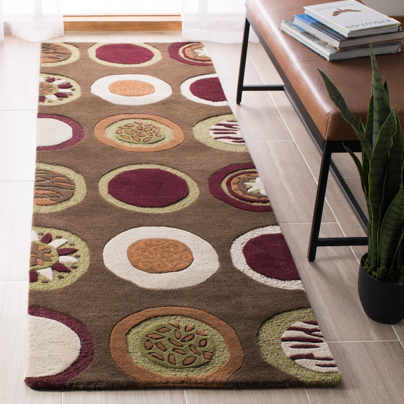 SAFAVIEH Handmade Soho Lynsey N.Z. Wool Rug - 2'6" x 14' Runner - Brown/Multi