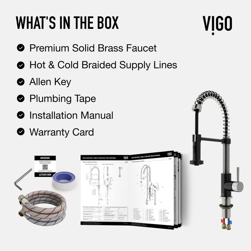 VIGO Edison 19" H Single Handle Pull-Down Sprayer Kitchen Faucet