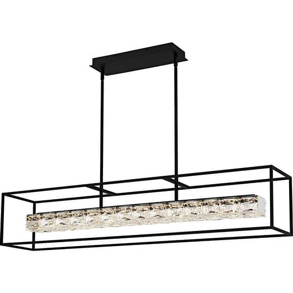 slide 2 of 10, Dazzle Integrated LED Matte Black Linear Chandelier