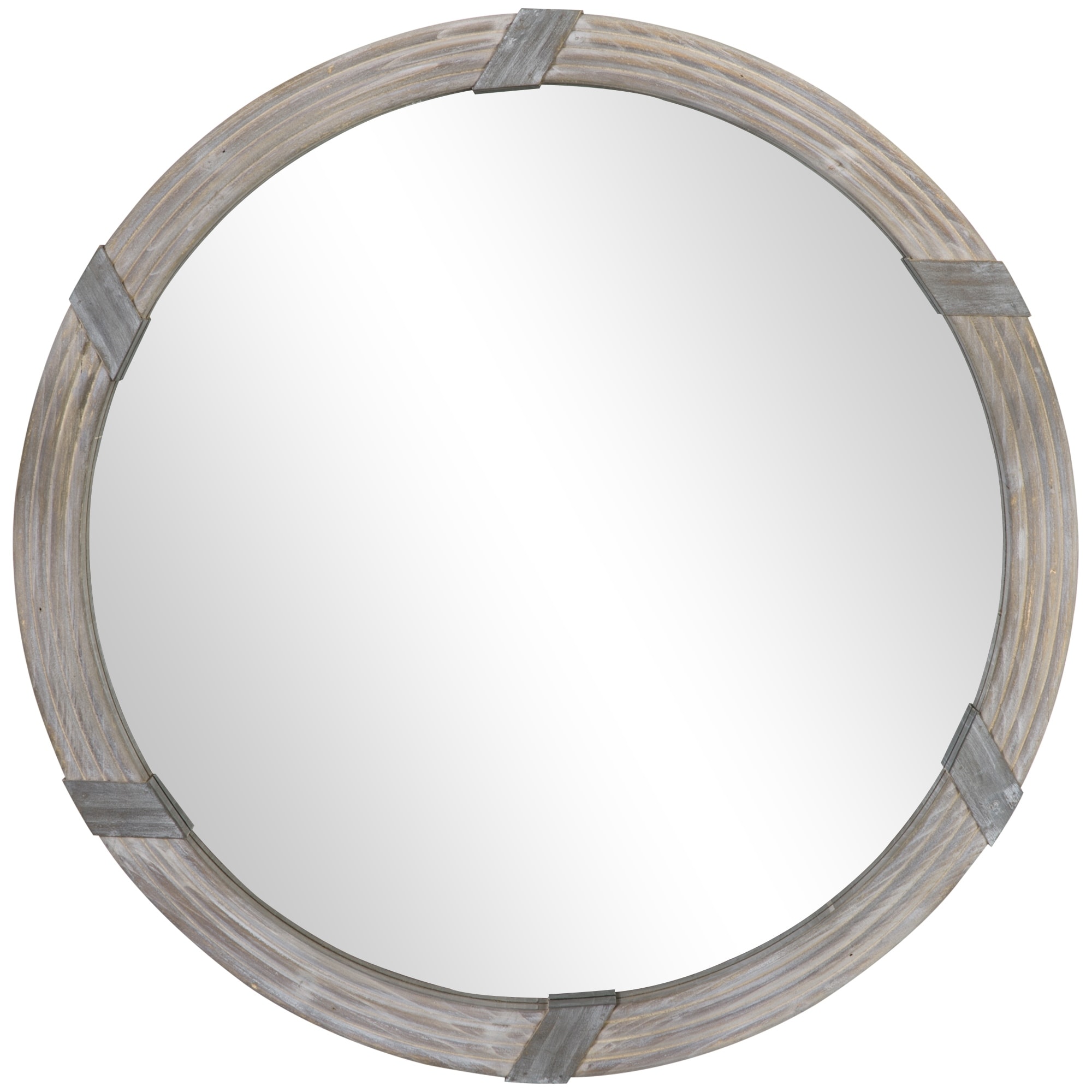 30.75" Farmhouse Wood Wall Round Mirror for Wall Decor
