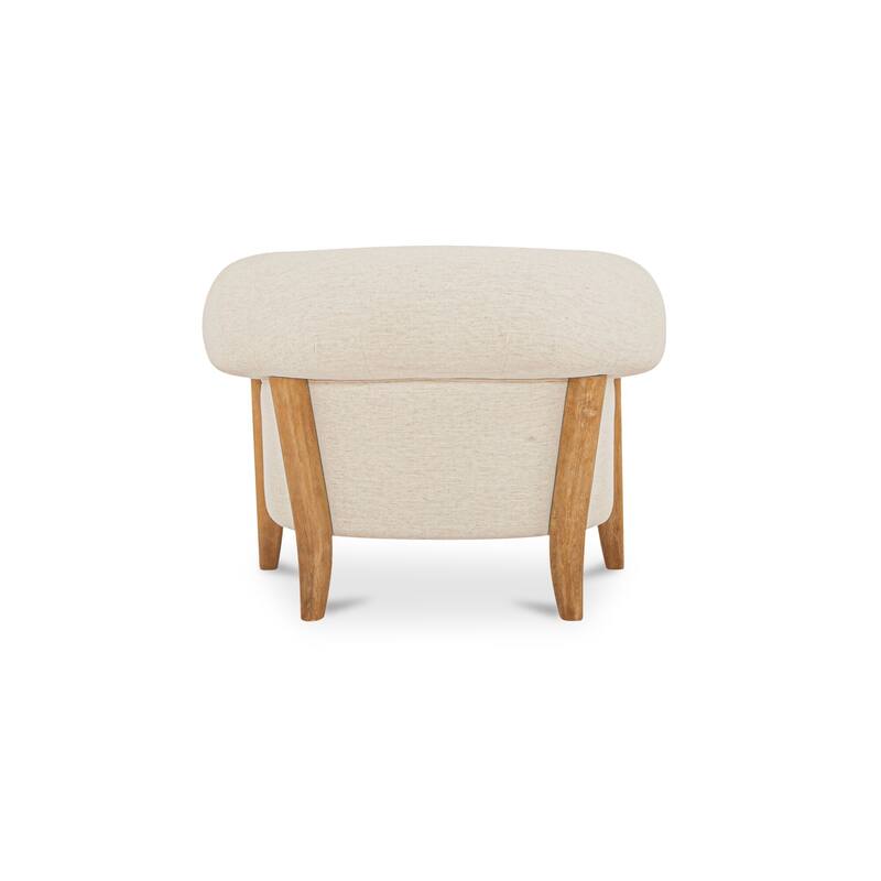 NADAAL STUDIOS Neris Accent Chair, Tub Style with Fold-Over Back and Wire-Brushed Wood Legs, Oat