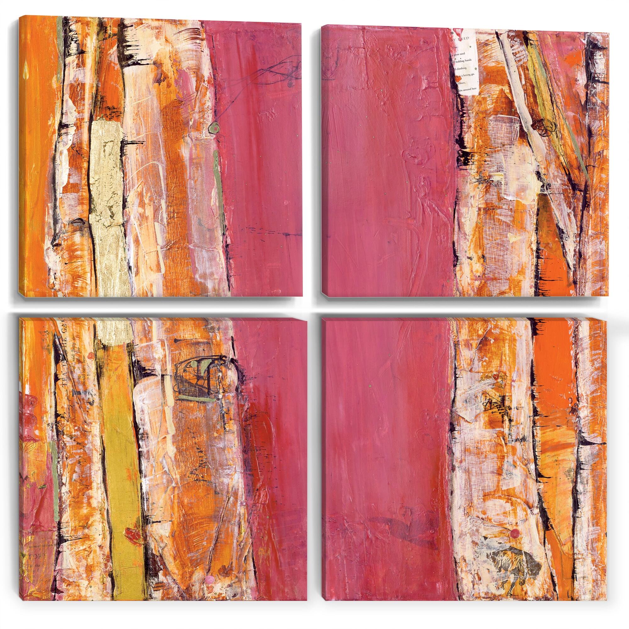 Designart "Glamorous Composition of Red and Gold" MidCentury Modern