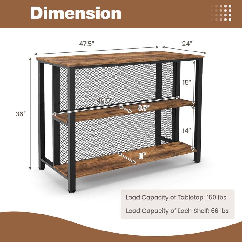 Costway 36" Tall 3-Tier Bar Table with Storage Metal Frame Adjustable - See Details