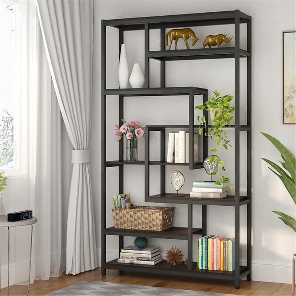 8-Shelves Staggered Bookshelf Industrial Etagere Bookcase - On Sale - Bed  Bath & Beyond - 31311900