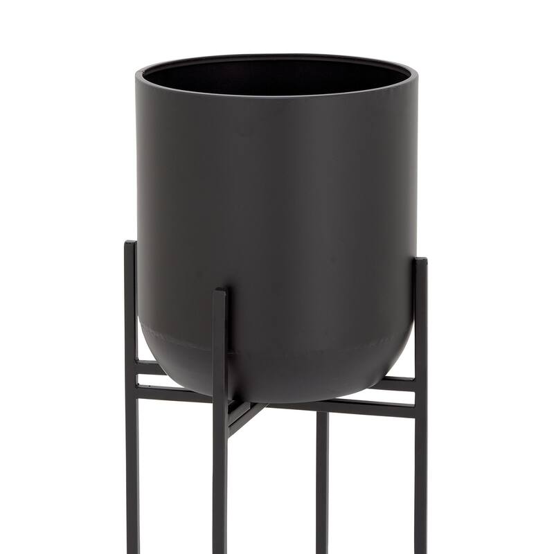 Metal Indoor Outdoor Planter with Removable Stand - Black - Roche River Decor