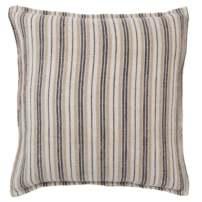 Whitlock Striped Pillow - 20"X20" Cover Only - Dark Brown/Cream