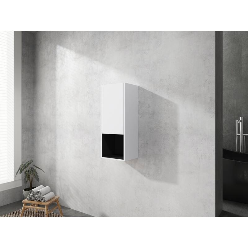 Modern Wall-Mounted Bathroom Side Cabinet with Soft-Close Doors, Floating Design, 6 Storage Compartments, 12-Inch Width
