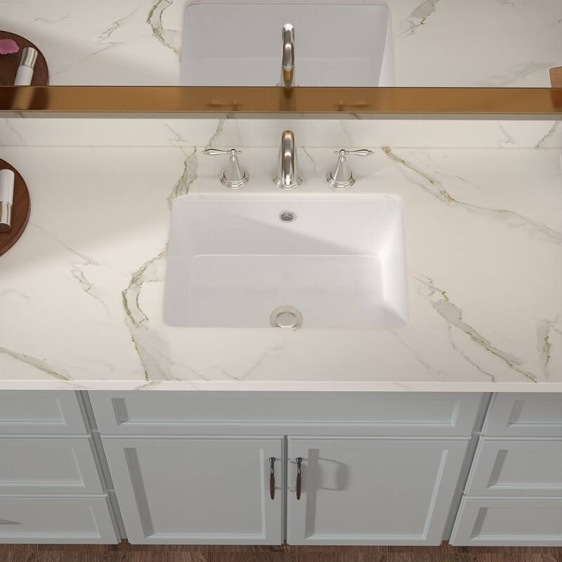 18/20 in. Undermount Vessl Sink White Rectangle Porcelain Ceramic Lavatory Bathroom Sink