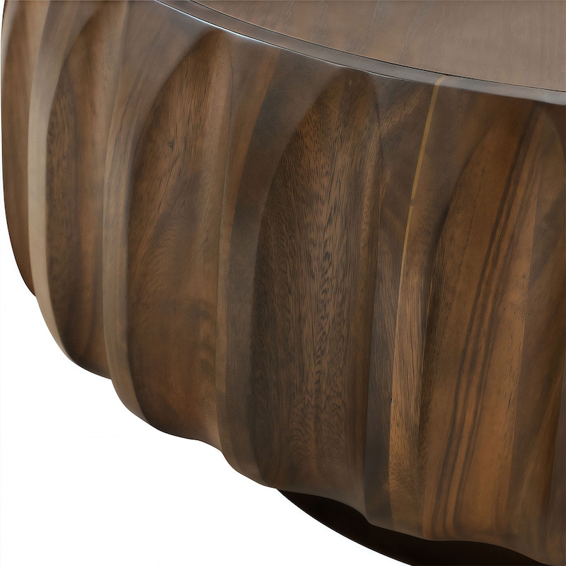 31.5" Solid Wood Coffee Table with 3D Frame & Veneer Top