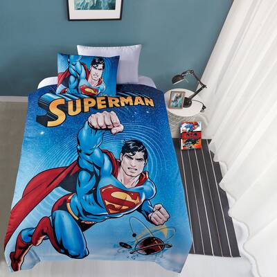 DC Comics Superhero Comforter Set, Superman Universe, 2-Piece, Twin