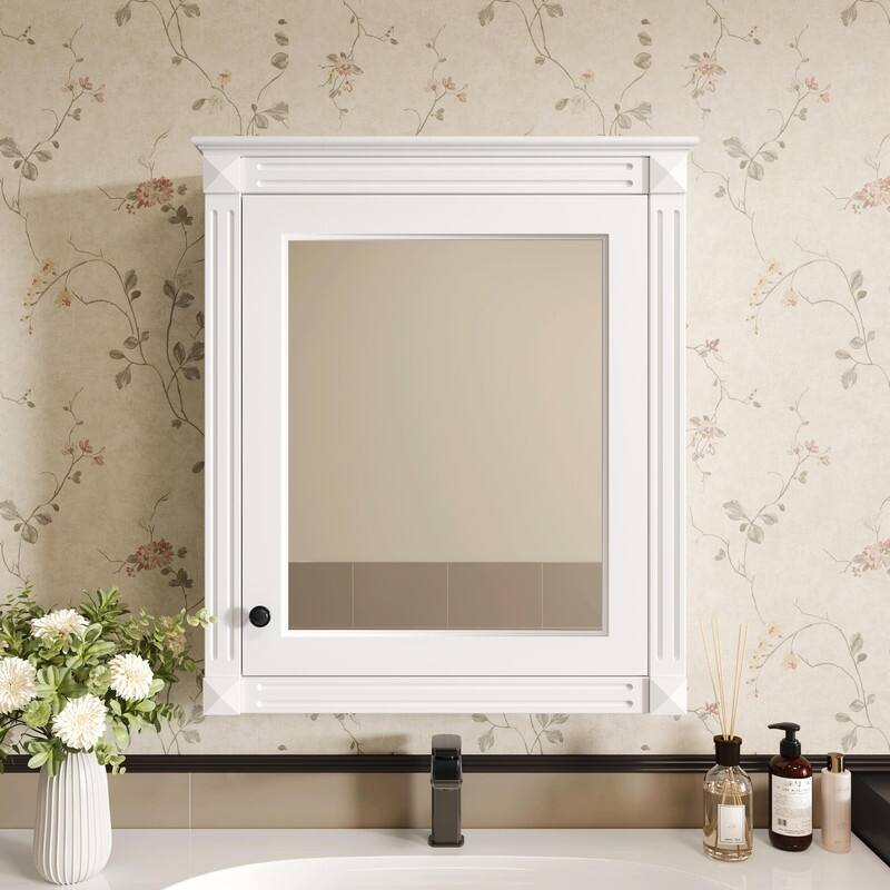24" x 27" Wall-Mounted Medicine Cabinet with Mirror and Over-the-Toilet Space Saver Storage - White